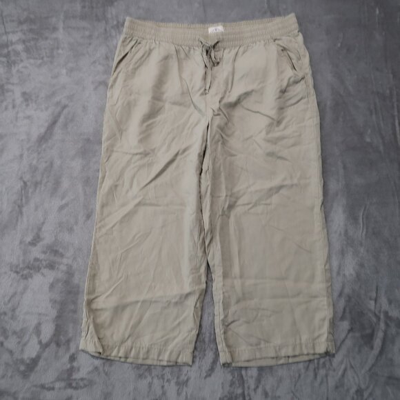 St. John's Bay Pants - St Johns Bay Pants Womens Extra Large Beige Wide Leg Cropped Ankle Relaxed Fit